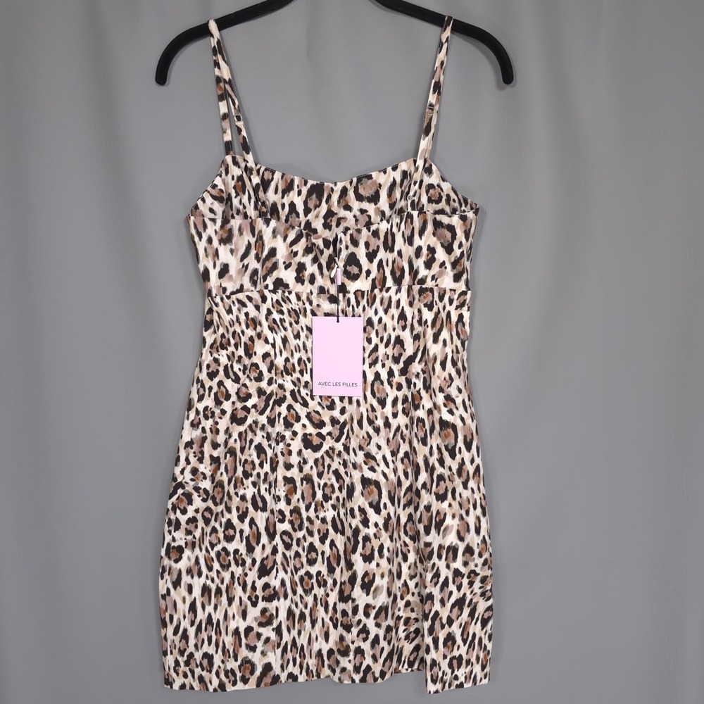 ANTHROPOLOGIE AVEC‎ LES FILLES NEW Leopard Print Cropped Jacket Dress Set Size 6 - Picture 2 of 12